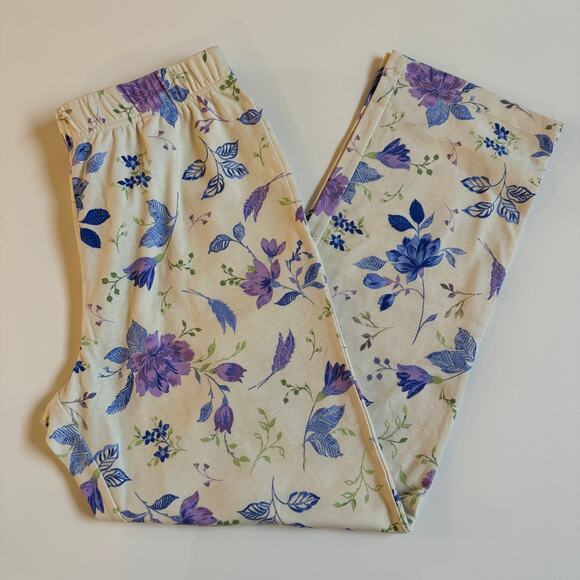 Appleseed's Two Piece Pajama Set Floral Lace Trim Size Medium Cotton Pants EUC - Picture 3 of 15